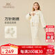 英氏（YEEHOO）女童套裝兒童外套長褲秋季時尚女孩學(xué)院風(fēng)中大童裝洋氣秋裝新款 學(xué)院休閑米白 160
