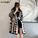 她芙（tafu）品牌女裝毛衣外套女2025春秋新款時(shí)尚復(fù)古休閑寬松中長款上衣 深藍(lán)色 M