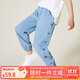 ASK JUNIOR女童褲子2025秋中大童長(zhǎng)褲時(shí)尚印花柔軟兒童牛仔褲 藍(lán)色 140