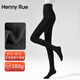 Henny Rue打底褲襪女秋冬加絨加厚含羊毛深灰連褲襪高腰豎條紋高彈不掉檔 羊毛混紡款280g中厚絨-深邃黑 均碼 （建議150-175cm，體重40-70kg）