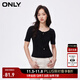ONLY秋季氣質(zhì)淑女百搭顯瘦掛脖綁帶修身T恤女|124101003 H1Z 黑色 165/84A/M