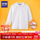 羅蒙兒童加絨polo衫男女童白色T恤冬季長(zhǎng)袖校園服飾內(nèi)搭 白色加絨170