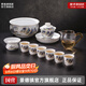 景德鎮（jdz）陶瓷茶具套裝整套高溫白瓷功夫蓋碗茶杯公道帶水洗送長(cháng)輩高檔禮品 千里江山蓋碗茶具套裝 12頭