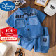 迪士尼寶寶男童夏裝套裝2025新款兒童裝夏季酷帥男孩牛仔短袖兩件套夏款衣服 藍色 110 建議100-110cm4-5歲cm