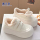 逸蘭朵保暖小白鞋子女2025年新款厚底大頭面包鞋百搭休閑運動(dòng)鞋冬季棉鞋 米白色 加絨 37 (235mm)