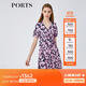 PORTS寶姿春夏新品女裝縫制針織短袖中長(cháng)連衣裙 丈青印花 S (4)