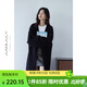 嘉茱莉新款長(cháng)款針織開(kāi)衫外套女寬松針織上衣V領(lǐng)中長(cháng)款毛衣毛衫 雅黑 均碼