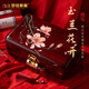夢(mèng)佳家畫(huà)（MEJJHUA）血檀木實(shí)木首飾盒訂婚彩禮盒珠寶五金手飾收納盒精致高檔結婚禮物 【玉蘭花開(kāi)】卡其色內襯