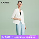 LANDI[禪意光澤]LANDI優(yōu)雅氣質(zhì)修身短款小西裝外套女五分袖夏新品 純白色 M