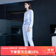 舒雅【純棉】女士圓領(lǐng)厚款印花長(cháng)袖長(cháng)褲睡衣家居服套裝