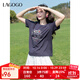LAGOGO【涼感新疆棉】福氣小象T恤女拉谷谷2025夏新款貝殼扣短袖 藏青色 L