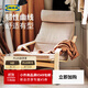 宜家（IKEA）POANG波昂布藝靠背單人休閑椅現代簡(jiǎn)約人體工學(xué)懶人沙發(fā)椅陽(yáng)臺椅 米色/基尼薩+腳凳
