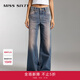 MISS SIXTY【免費(fèi)改褲】進(jìn)口牛仔面料牛仔褲復(fù)古顯瘦百搭女做舊感潮流闊腿褲 中藍(lán) 30