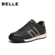 百麗（Belle）【馬年系列】張凌赫同款男休閑鞋小輕甘德訓鞋阿甘鞋8RG01BM5 黑色/綠色-單里（高幫） 42