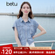 百圖betu女裝2025夏季新款襯衫舒適棉感上衣牛仔短袖外套女2504D09 淺牛仔藍 L