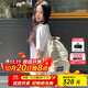 JANSPORT杰斯伯雙肩包男電腦包背包書包女大學(xué)生包旅行包 4NVC 00Y 米白色-側(cè)袋+隔層