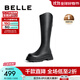 百麗（Belle）周雨彤白鹿同款顯瘦小V靴長(cháng)筒靴女冬季商場(chǎng)同款彈力靴A1V1DDG3預 黑仙草-微光皮面（絨里） 37 (235mm)