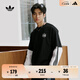 adidas經(jīng)典純棉運動(dòng)上衣圓領(lǐng)短袖T恤男女夏季新款阿迪達斯三葉草 黑色   L
