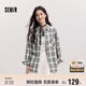 森馬（Semir）[商場(chǎng)同款]長(cháng)袖襯衫女中長(cháng)款oversize春2025格紋上衣101125105007