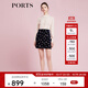 PORTS寶姿商場同款春季新品女裝半身裙印花短裙LD8S039PWB008 晚安藍 M (6)