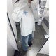 靖颯美式潮流星星刺繡長(cháng)袖t恤男春秋季重磅純棉打底體恤衫運動(dòng)上衣服 白色 XL