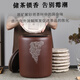 MINGNITANG宜興紫砂罐大號紫砂茶葉罐茶餅罐普洱茶罐存茶缸粗陶瓷密封罐子 12餅裝 直筒百福圖+防潮墊