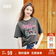 森馬（Semir）短袖t恤女中長(cháng)款萌寵花上衣25夏透氣吸濕寬松套頭衫109325100005