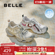 百麗（Belle）張凌赫同款快樂(lè )星球機能風(fēng)厚底老爹鞋女25秋新休閑鞋B2736CM5 朋克星宇-灰色/金 37 (235mm)
