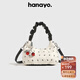 hanayo品牌新款斜挎包包女包櫻桃掛件單肩包時(shí)尚新月包生日禮物送女友 White 白色