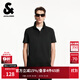 杰克·瓊斯（JACK&JONES）男裝夏季新款純色全棉logo刺繡翻領(lǐng)直筒商務(wù)休閑短袖225206049 E40黑色 常規(guī) L （180）