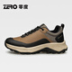 零度休閑鞋男鞋春季新款真皮跑步戶(hù)外運動(dòng)鞋男百搭防滑耐磨徒步登山鞋 棕色 標準皮鞋碼 41 (255mm)