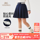 英氏（YEEHOO）兒童裙子女童半身裙秋季時(shí)尚淑女學(xué)院百褶裙秋裝新款衣服中大童裝 學(xué)院百褶徽章深藍 150