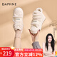 達芙妮（DAPHNE）厚絨休閑鞋女秋冬季棉鞋女加絨東北雪地靴百搭面包鞋學(xué)生運動(dòng)女鞋 米色/加絨 37