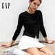 GAP女裝2025秋季新款純棉圓領(lǐng)針織衫基礎款開(kāi)衫毛衣美版443176 黑色 S 美碼  M亞洲碼165/88A