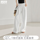 對白【100棉牛仔褲】松弛感直筒闊腿褲女2025夏新款壓褶顯瘦長(cháng)褲 云朵白 26