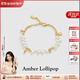 Amber Lollipop珍珠手鏈女士小米珠手串輕奢感手飾周年紀念日生日禮物送女友老婆 手鏈(淡水珍珠+鍍14k金)