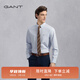 GANT【100%棉】甘特亞洲版型男士刺繡翻領純色休閑寬松長袖襯衫 455-淺藍色 L