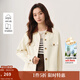 茵曼（INMAN）純棉撞色翻領(lǐng)外套女2025春秋新款休閑復古百搭工裝風(fēng)夾克上衣 米杏色 M