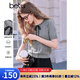 百圖betu女裝2025春夏新款毛針織衫蝴蝶結(jié)綁帶短袖針織衫女2502T06 灰色 L
