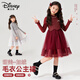 迪士尼（Disney）童裝女童可愛(ài)公主風(fēng)連衣裙2025秋冬新款艾莎公主裙兒童洋氣裙子秋 純色紅 150