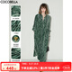 COCOBELLA[竹影拓印]新中式絲絨連衣裙盤(pán)扣壓褶襯衫裙FR0002-2 霜綠 L