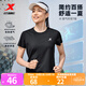 特步t恤衫2025夏裝新款女透氣短袖速干衣跑步訓練服運動(dòng)上衣 正黑色 XL
