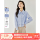 梵希蔓設計感白色襯衫女2025早春新款假兩件拼接襯衣百搭打底上衣 M2650 藍色條紋 M