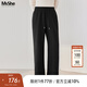 MsShe【開(kāi)叉直筒闊腿衛褲】大碼女裝2025秋裝胖mm高腰顯瘦加長(cháng)褲 黑色現貨 3XL