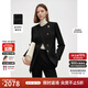 朗姿純羊毛黑色短外套高級感2025年春季新款氣質(zhì)設計感修身上衣女 黑色2 XL