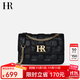 HR赫蓮娜女包包單肩斜挎包頭層牛皮印花時(shí)尚通勤菱格鏈條包生日禮物 黑色【大號】