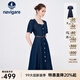 Navigare意大利小帆船短袖連衣裙女士夏季百搭A(yù)字裙時(shí)尚顯瘦復(fù)古牛仔長(zhǎng)裙 海軍藍(lán) XL 碼