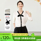 歐莎（OSA）法式蝴蝶結撞色針織衫女復古溫柔顯瘦毛衣上衣長(cháng)袖2025秋新款 白色 M
