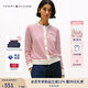 TOMMY HILFIGER【純棉條紋】25新款早秋女裝修身針織背心/鑲邊針織開衫外套 【條紋圓領(lǐng)開衫】紅白條紋04Z M （推薦：110-120斤）