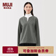 無(wú)印良品（MUJI）女式 橫豎彈力起毛套頭長(cháng)袖罩衫t恤上衣25年秋季女裝BC2ORC5A 灰色 XL (165/92A)